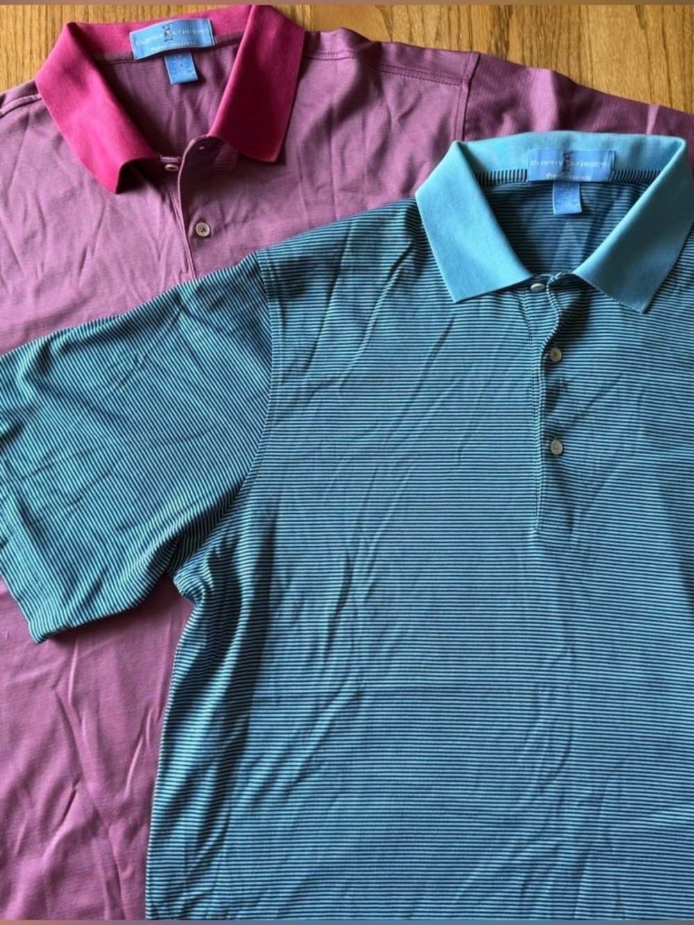 Fairway & Greene Polo Shirt Lot 2 Mens Large Multicolor Striped Golf